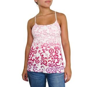 Y2k Aeropostale Pink Swirly Floral Cami Tank Top Medium Kidcore Cute